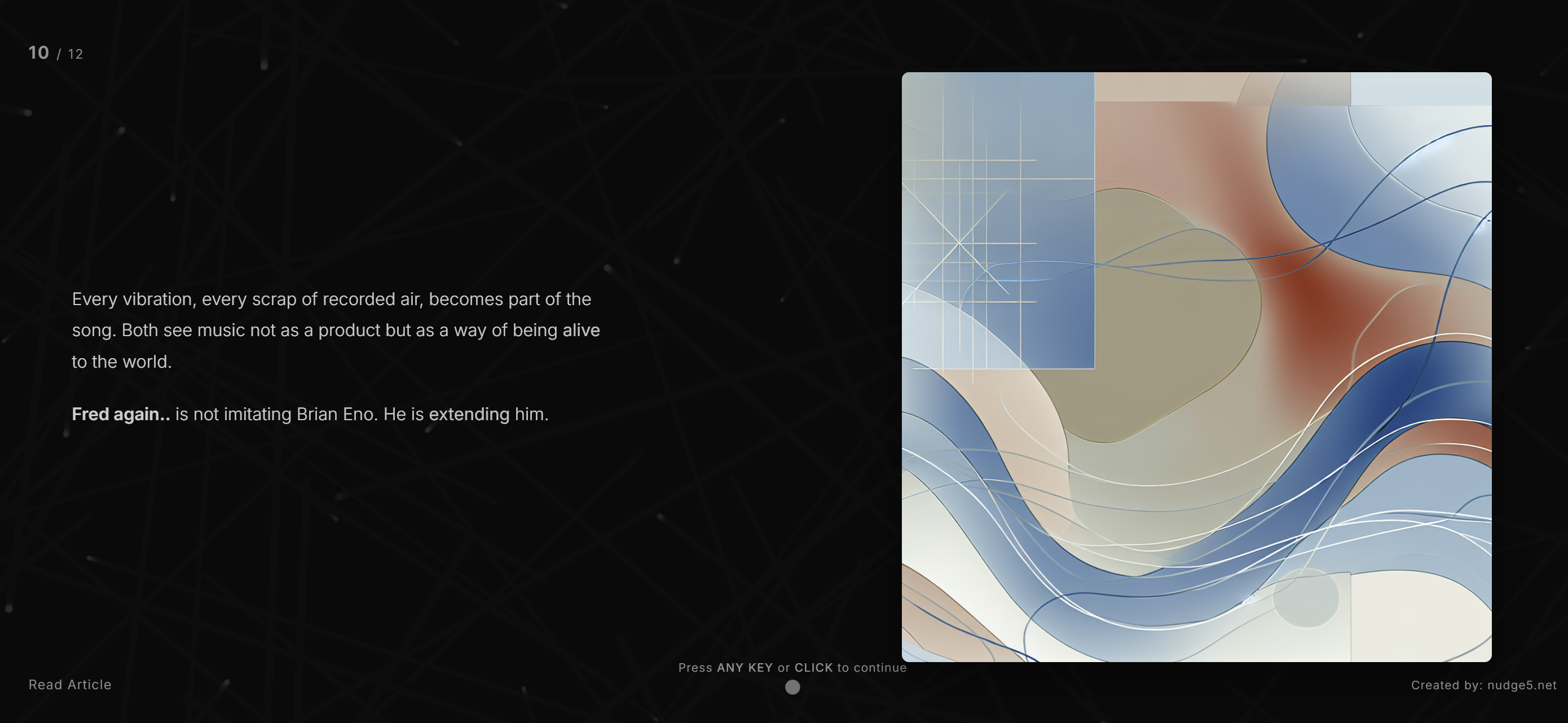 Fred Again and Brian Eno: Article and Case Study project screenshot