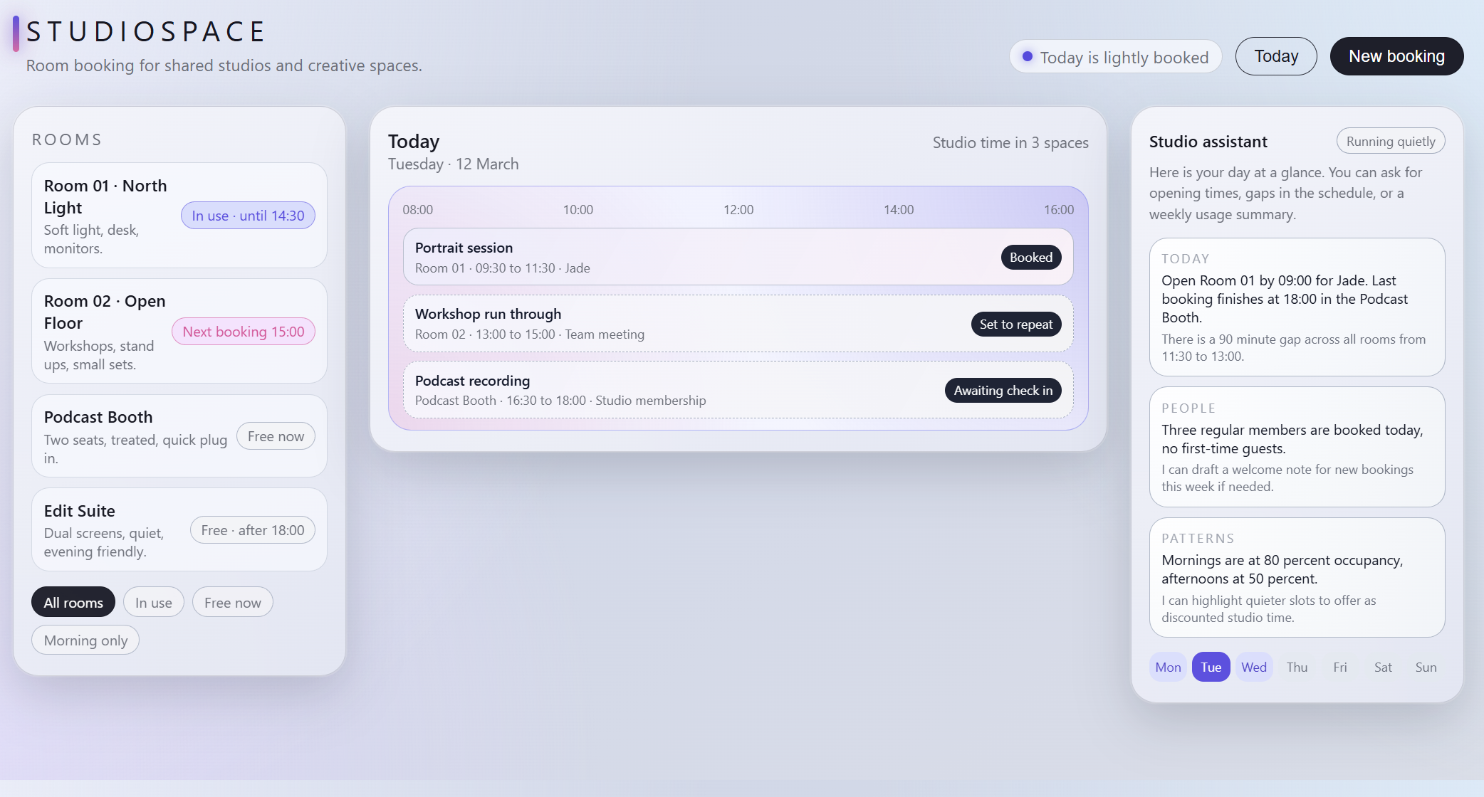 StudioSpace studio booking software